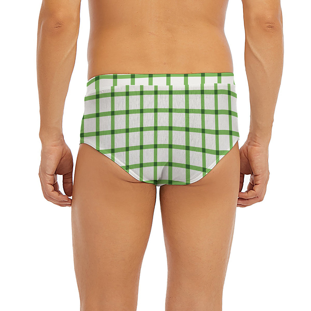 Green Tattersall Pattern Print Men's Briefs