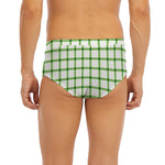 Green Tattersall Pattern Print Men's Briefs