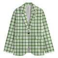 Green Tattersall Pattern Print Men's Cotton Blazer