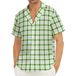 Green Tattersall Pattern Print Men's Deep V-Neck Shirt