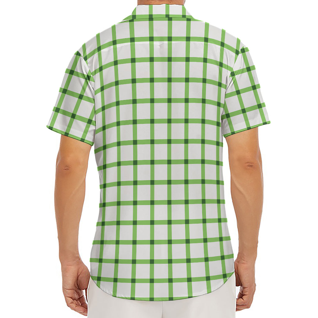 Green Tattersall Pattern Print Men's Deep V-Neck Shirt