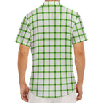 Green Tattersall Pattern Print Men's Deep V-Neck Shirt