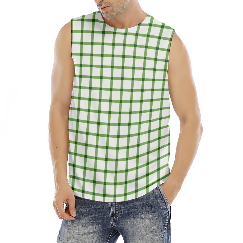Green Tattersall Pattern Print Men's Fitness Tank Top