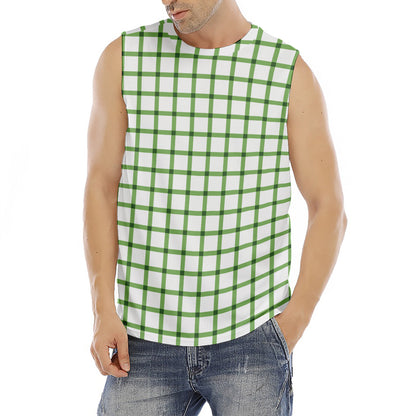 Green Tattersall Pattern Print Men's Fitness Tank Top
