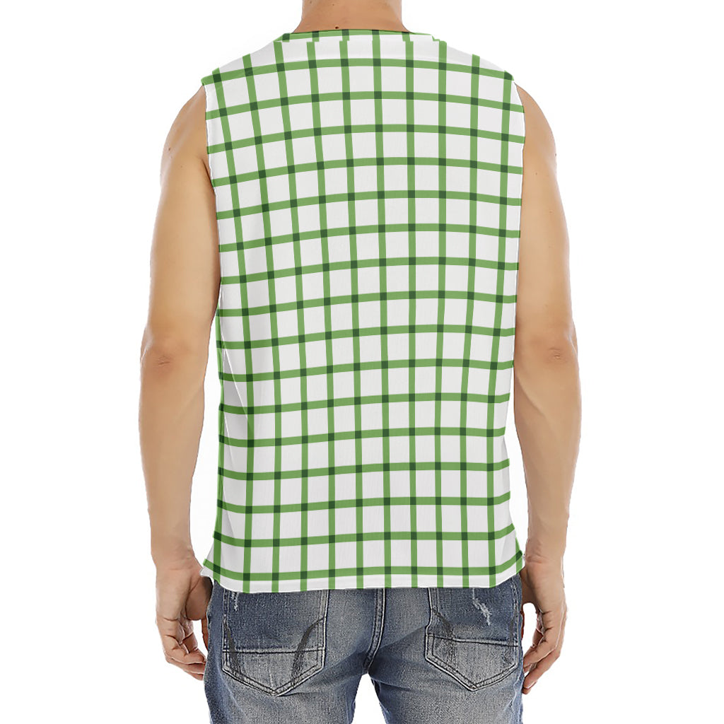 Green Tattersall Pattern Print Men's Fitness Tank Top