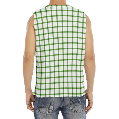 Green Tattersall Pattern Print Men's Fitness Tank Top