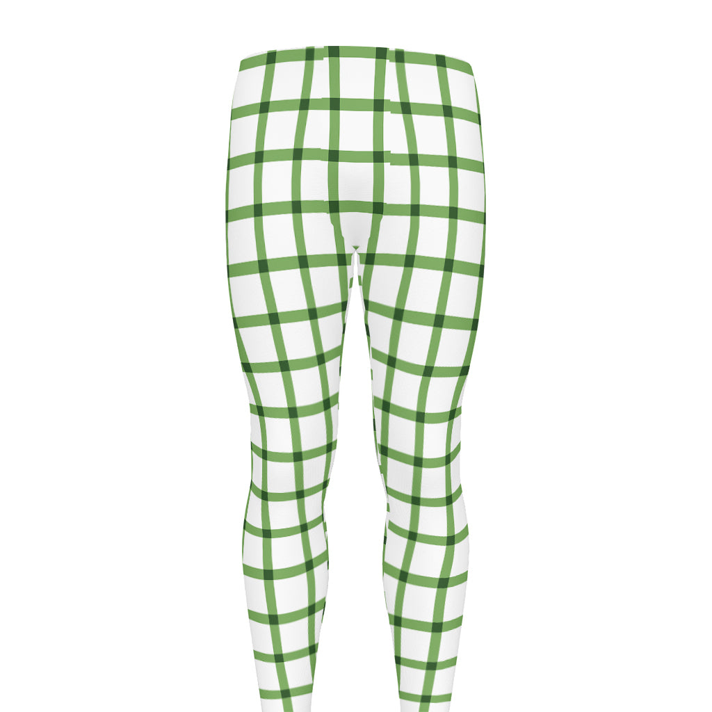 Green Tattersall Pattern Print Men's leggings