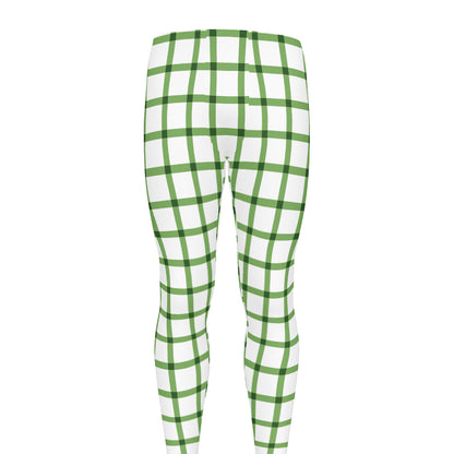 Green Tattersall Pattern Print Men's leggings