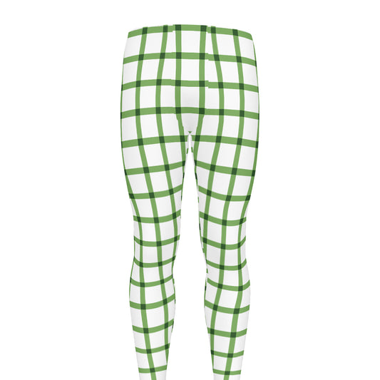 Green Tattersall Pattern Print Men's leggings