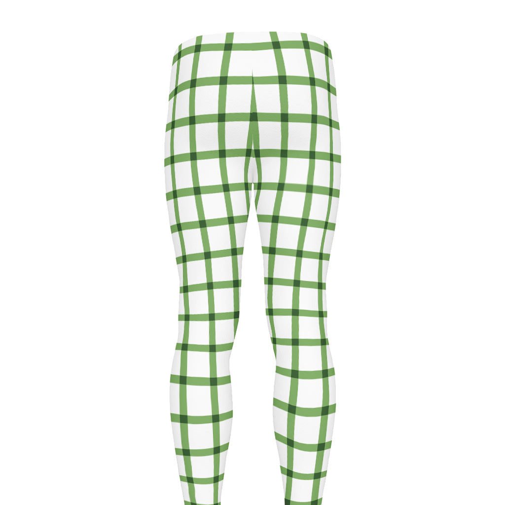 Green Tattersall Pattern Print Men's leggings