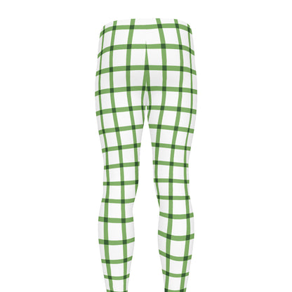 Green Tattersall Pattern Print Men's leggings
