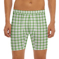 Green Tattersall Pattern Print Men's Long Boxer Briefs