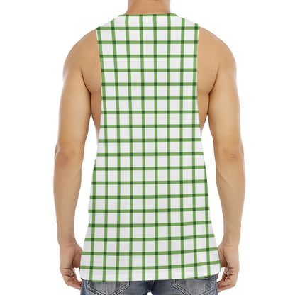 Green Tattersall Pattern Print Men's Muscle Tank Top
