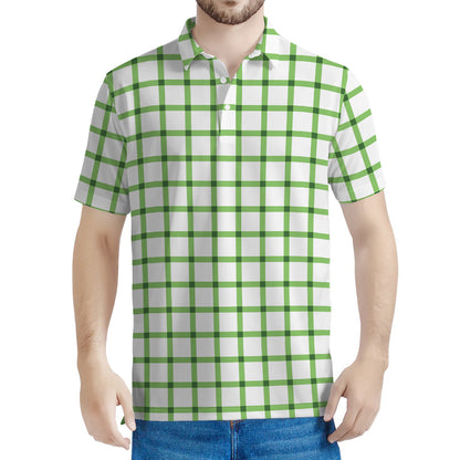 Green Tattersall Pattern Print Men's Polo Shirt