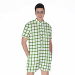 Green Tattersall Pattern Print Men's Rompers