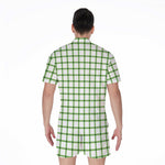 Green Tattersall Pattern Print Men's Rompers