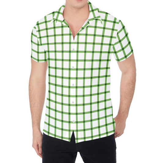 Green Tattersall Pattern Print Men's Shirt