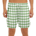 Green Tattersall Pattern Print Men's Split Running Shorts
