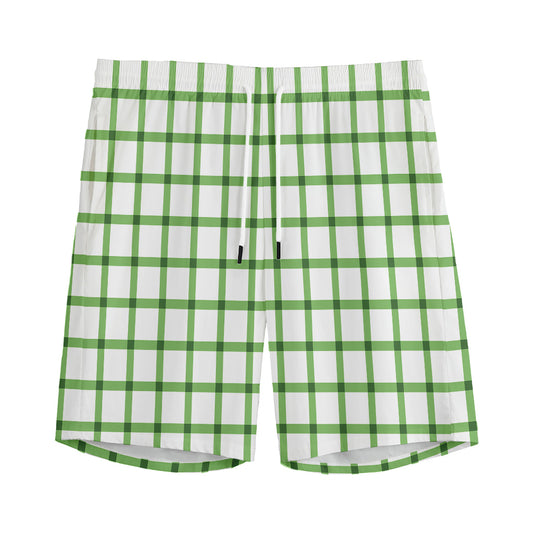 Green Tattersall Pattern Print Men's Sports Shorts
