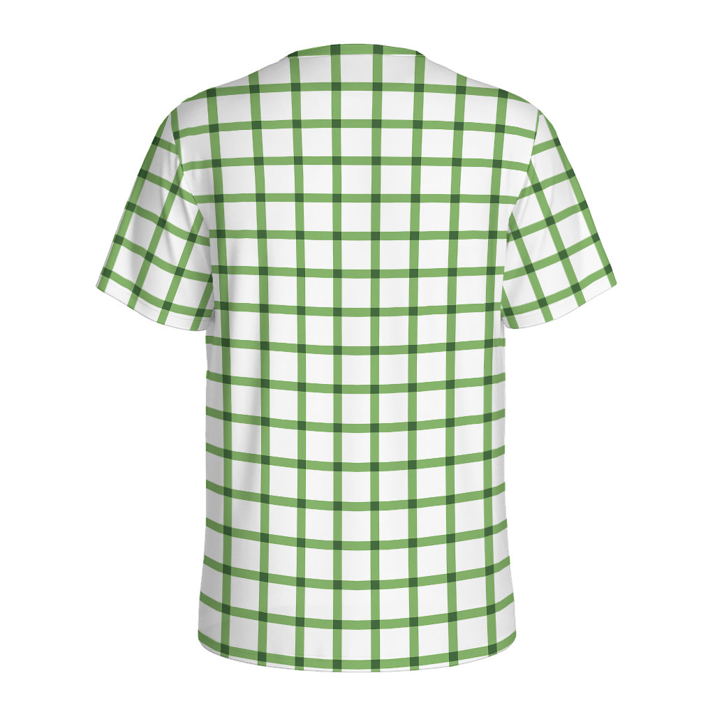 Green Tattersall Pattern Print Men's Sports T-Shirt
