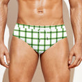 Green Tattersall Pattern Print Men's Swim Briefs