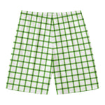Green Tattersall Pattern Print Men's Swim Trunks