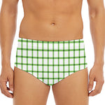 Green Tattersall Pattern Print Men's Triangle Swim Briefs