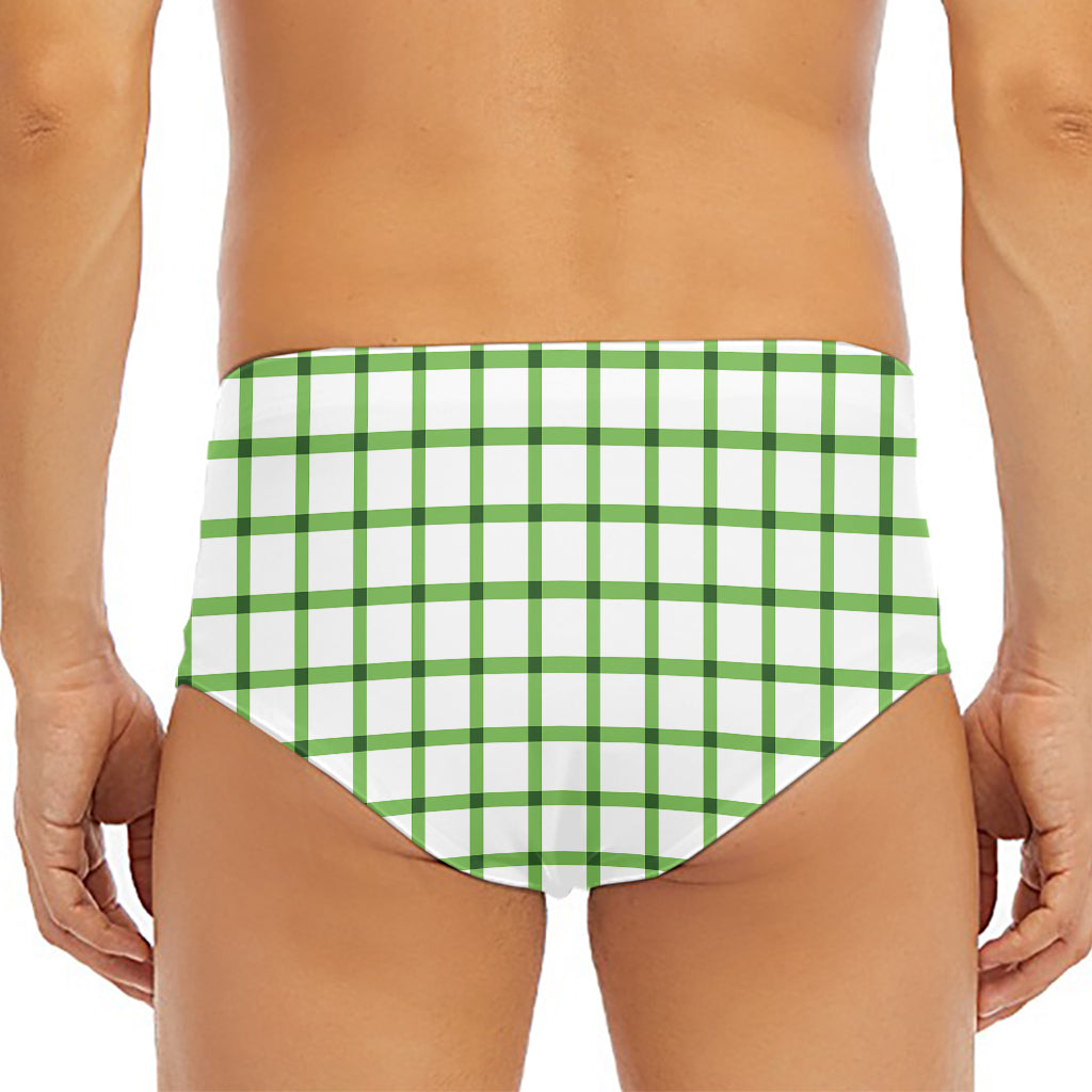 Green Tattersall Pattern Print Men's Triangle Swim Briefs