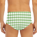 Green Tattersall Pattern Print Men's Triangle Swim Briefs