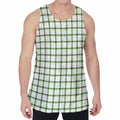 Green Tattersall Pattern Print Men's Velvet Tank Top