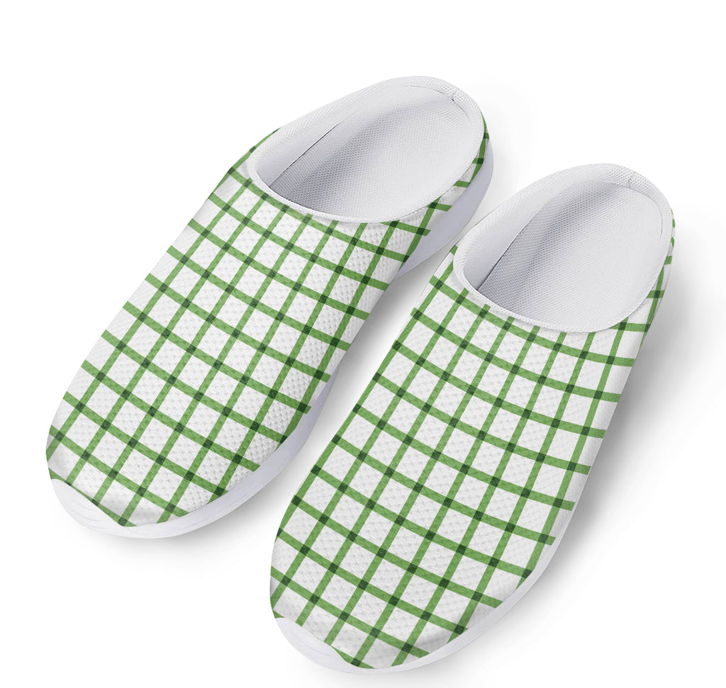 Green Tattersall Pattern Print Mesh Casual Shoes
