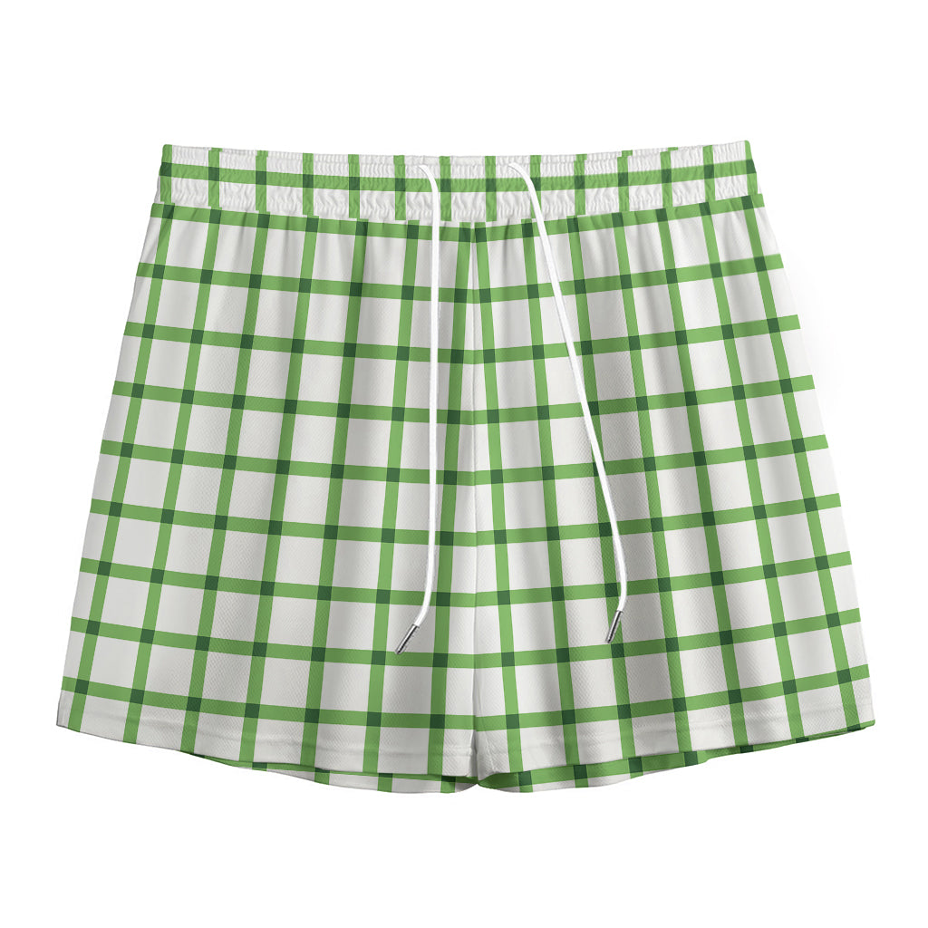 Green Tattersall Pattern Print Mesh Shorts