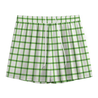 Green Tattersall Pattern Print Mesh Shorts
