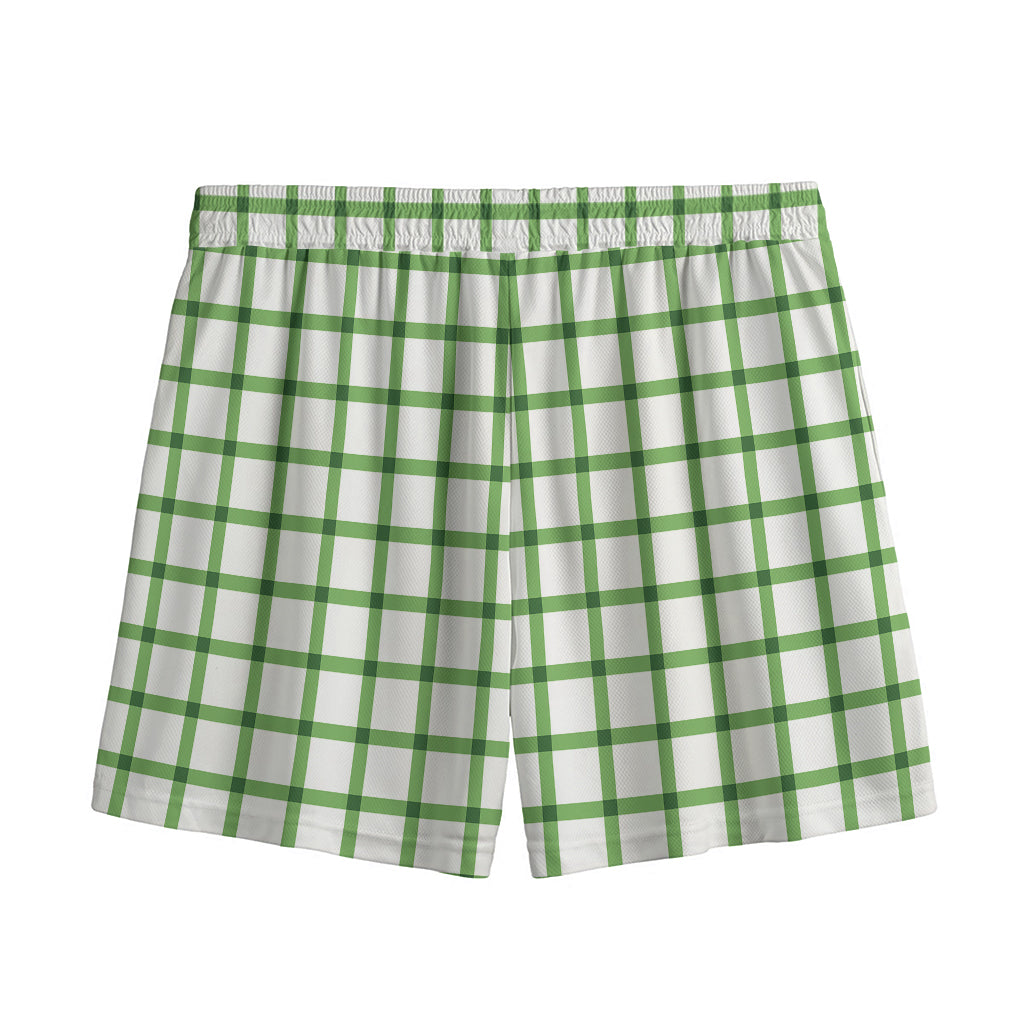 Green Tattersall Pattern Print Mesh Shorts