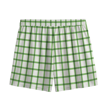 Green Tattersall Pattern Print Mesh Shorts