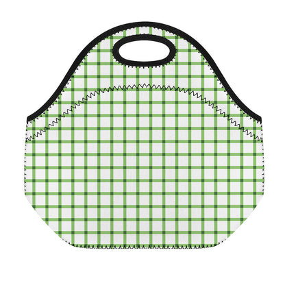 Green Tattersall Pattern Print Neoprene Lunch Bag