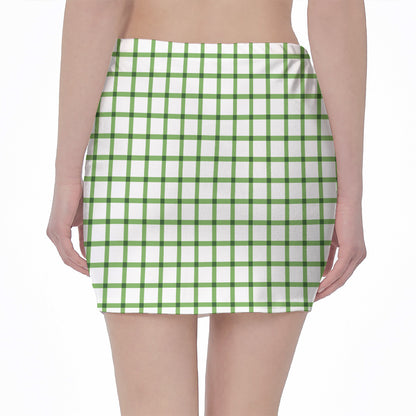 Green Tattersall Pattern Print Pencil Mini Skirt