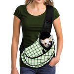 Green Tattersall Pattern Print Pet Sling Carrier