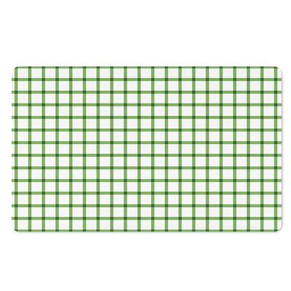 Green Tattersall Pattern Print Polyester Doormat