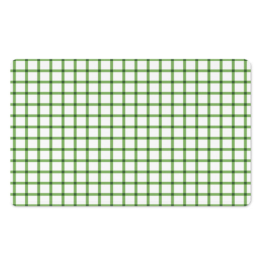 Green Tattersall Pattern Print Polyester Doormat