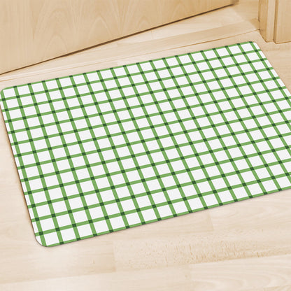 Green Tattersall Pattern Print Polyester Doormat