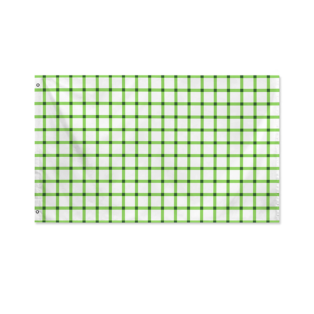 Green Tattersall Pattern Print Polyester Flag