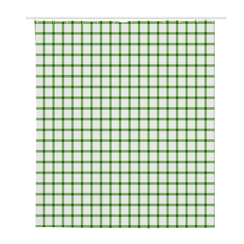 Green Tattersall Pattern Print Polyester Shower Curtain