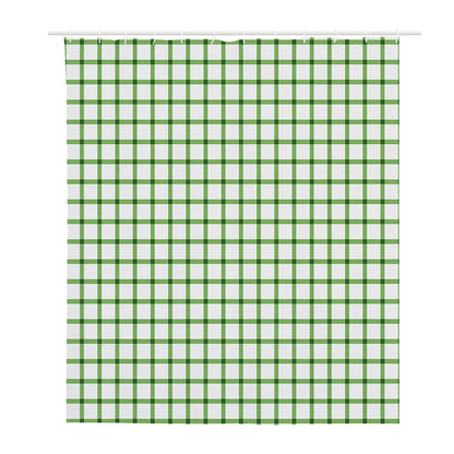 Green Tattersall Pattern Print Polyester Shower Curtain