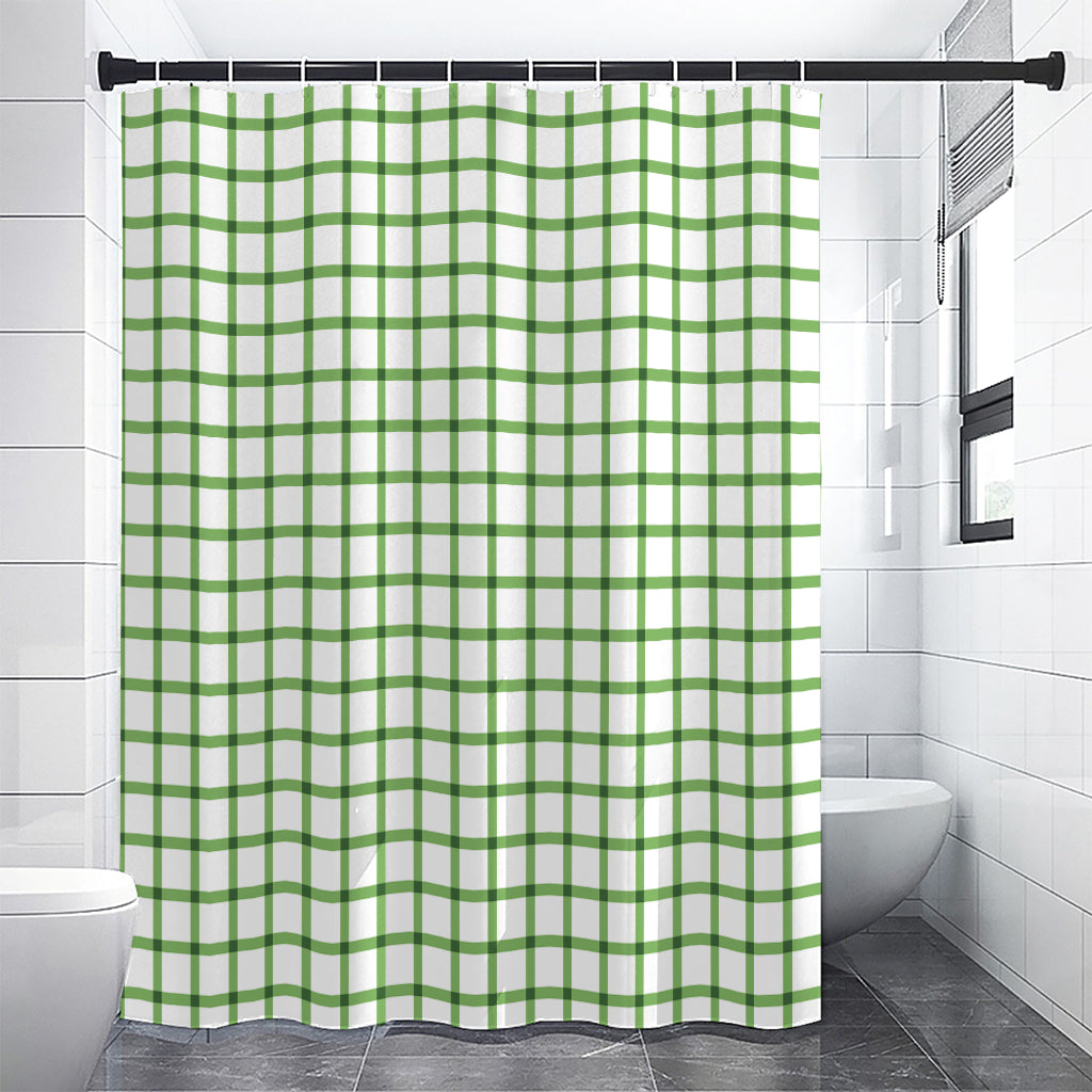 Green Tattersall Pattern Print Premium Shower Curtain