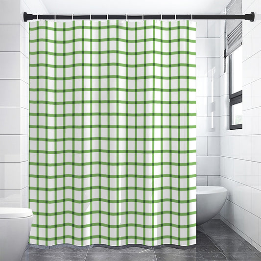 Green Tattersall Pattern Print Premium Shower Curtain