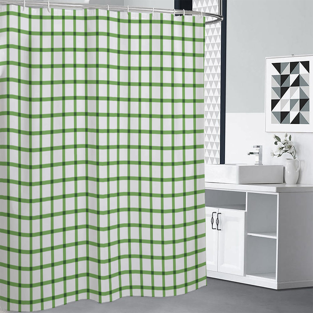 Green Tattersall Pattern Print Premium Shower Curtain