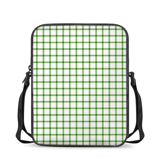 Green Tattersall Pattern Print Rectangular Crossbody Bag