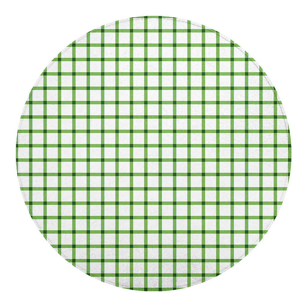 Green Tattersall Pattern Print Round Blanket