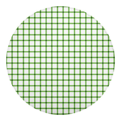 Green Tattersall Pattern Print Round Blanket